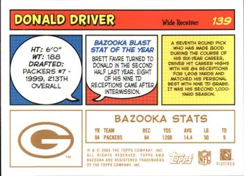 2005 Bazooka - Gold #139 Donald Driver Back