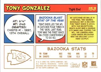 2005 Bazooka - Gold #153 Tony Gonzalez Back