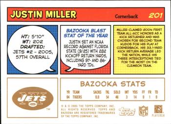 2005 Bazooka - Gold #201 Justin Miller Back