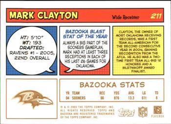 2005 Bazooka - Gold #211 Mark Clayton Back