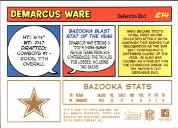 2005 Bazooka - Gold #214 DeMarcus Ware Back