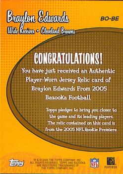 2005 Bazooka - Originals Jerseys #BO-BE Braylon Edwards Back