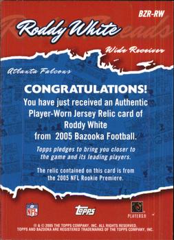 2005 Bazooka - Rookie Threads #BZR-RW Roddy White Back