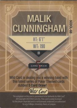 2023 Wild Card 5 Card Draw - Classic Tan Blue Foil #5CDCL-68 Malik Cunningham Back