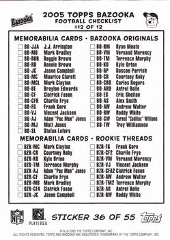 2005 Bazooka - Stickers/Checklists #36 Santana Moss / Michael Jenkins / Travis Taylor / Charles Rogers Back