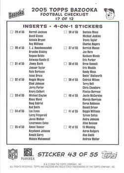 2005 Bazooka - Stickers/Checklists #43 Kyle Orton / Charlie Frye / Adrian McPherson / Dan Orlovsky Back