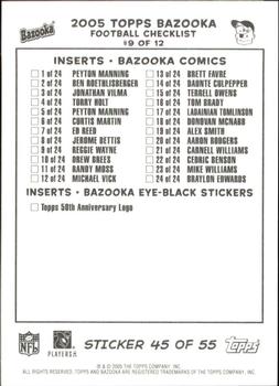 2005 Bazooka - Stickers/Checklists #45 J.J. Arrington / Cedric Benson / Ronnie Brown / Alvin Pearman Back