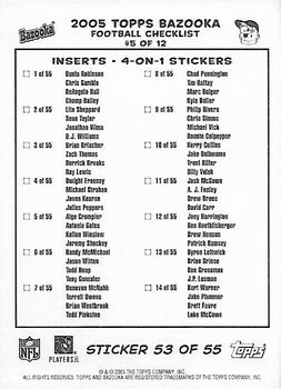 2005 Bazooka - Stickers/Checklists #53 Airese Currie / Mike Williams / Roddy White / Roscoe Parrish Back