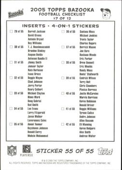 2005 Bazooka - Stickers/Checklists #55 Mark Clayton / Braylon Edwards / Chris Henry / Terrence Murphy Back