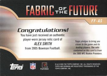 2005 Bowman - Fabric of the Future #FF-AS Alex Smith Back
