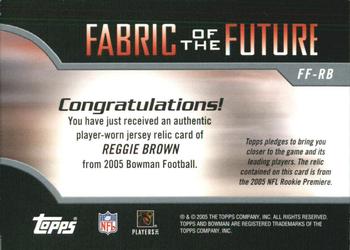2005 Bowman - Fabric of the Future #FF-RB Reggie Brown Back