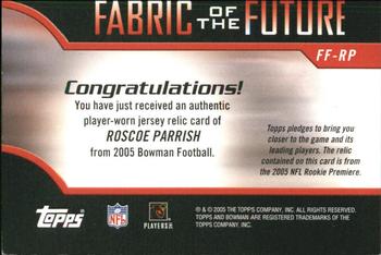 2005 Bowman - Fabric of the Future #FF-RP Roscoe Parrish Back