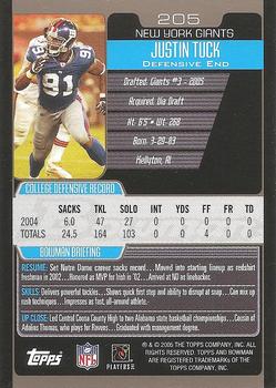 2005 Bowman - First Edition #205 Justin Tuck Back
