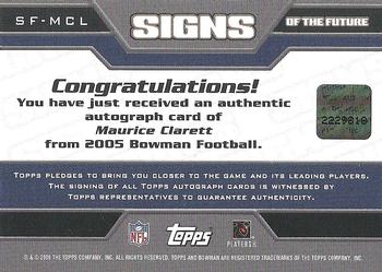 2005 Bowman - Signs of the Future Autographs #SF-MCL Maurice Clarett Back