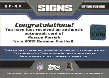 2005 Bowman - Signs of the Future Autographs #SF-RP Roscoe Parrish Back
