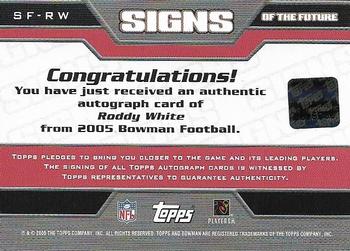 2005 Bowman - Signs of the Future Autographs #SF-RW Roddy White Back