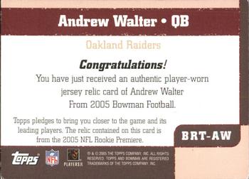 2005 Bowman - Throwback Threads Jerseys #BRT-AW Andrew Walter Back