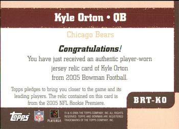 2005 Bowman - Throwback Threads Jerseys #BRT-KO Kyle Orton Back