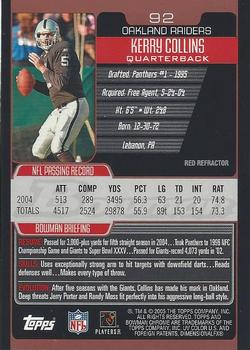 2005 Bowman Chrome - Red Refractors #92 Kerry Collins Back
