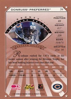 1997 Donruss Preferred #94 Rashaan Salaam Back