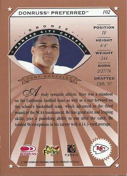 1997 Donruss Preferred #102 Tony Gonzalez Back