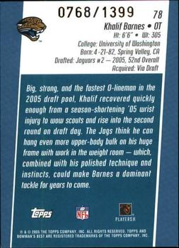 2005 Bowman's Best - Blue #78 Khalif Barnes Back