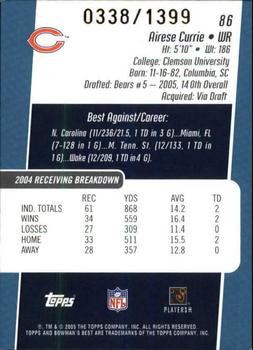 2005 Bowman's Best - Blue #86 Airese Currie Back