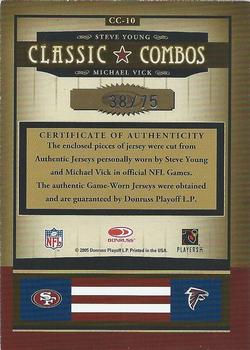 2005 Donruss Classics - Classic Combos Jerseys #CC-10 Steve Young / Michael Vick Back