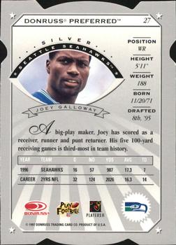 1997 Donruss Preferred - Cut To The Chase #27 Joey Galloway Back