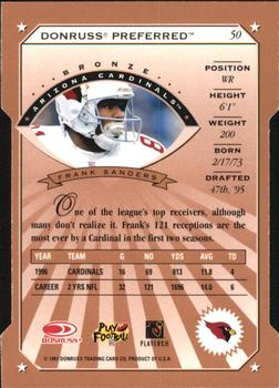 1997 Donruss Preferred - Cut To The Chase #50 Frank Sanders Back