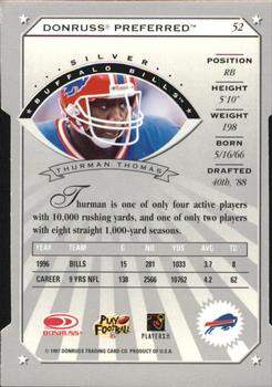 1997 Donruss Preferred - Cut To The Chase #52 Thurman Thomas Back