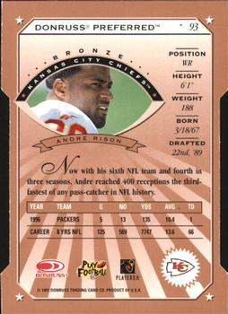 1997 Donruss Preferred - Cut To The Chase #93 Andre Rison Back