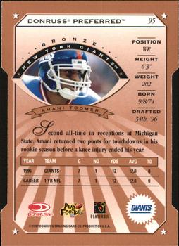 1997 Donruss Preferred - Cut To The Chase #95 Amani Toomer Back