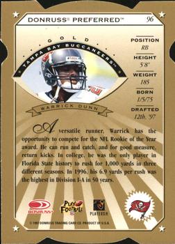 1997 Donruss Preferred - Cut To The Chase #96 Warrick Dunn Back
