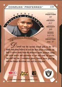 1997 Donruss Preferred - Cut To The Chase #110 Darrell Russell Back