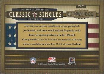 2005 Donruss Classics - Classic Singles Bronze #CS-7 Don Maynard Back