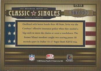 2005 Donruss Classics - Classic Singles Silver #CS-15 Michael Irvin Back