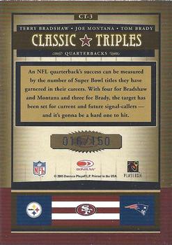 2005 Donruss Classics - Classic Triples Silver #CT-3 Terry Bradshaw / Joe Montana / Tom Brady Back