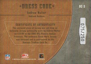 2005 Donruss Classics - Dress Code Jerseys #DC-3 Andrew Walter Back