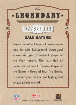 2005 Donruss Classics - Legendary Players Bronze #L-12 Gale Sayers Back
