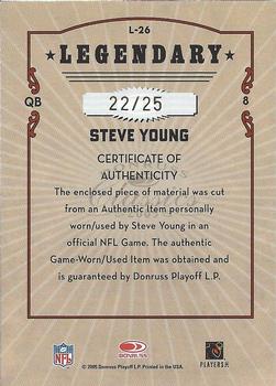 2005 Donruss Classics - Legendary Players Jerseys Prime #L-26 Steve Young Back