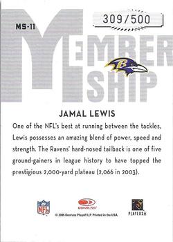 2005 Donruss Classics - Membership Silver #MS-11 Jamal Lewis Back