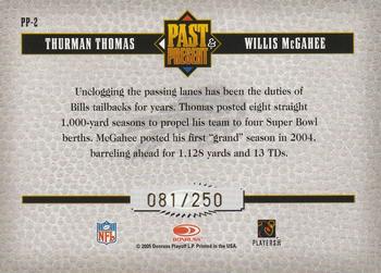 2005 Donruss Classics - Past and Present Gold #PP-2 Thurman Thomas / Willis McGahee Back