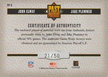 2005 Donruss Classics - Past and Present Jerseys #PP-9 John Elway / Jake Plummer Back