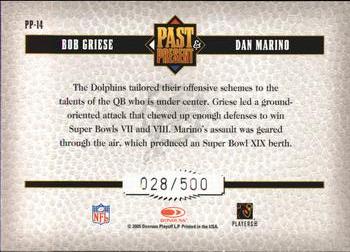 2005 Donruss Classics - Past and Present Silver #PP-14 Bob Griese / Dan Marino Back
