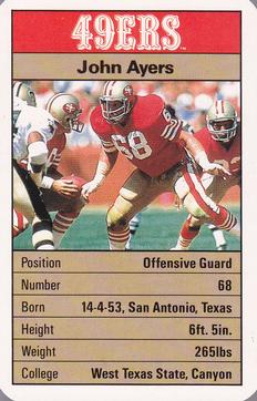 1987 Ace Fact Pack San Francisco 49ers #NNO John Ayers Front