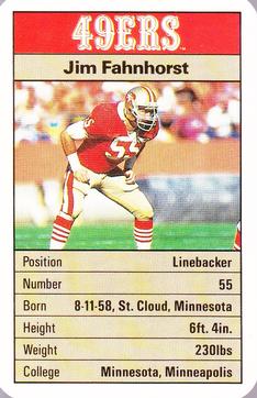 1987 Ace Fact Pack San Francisco 49ers #NNO Jim Fahnhorst Front