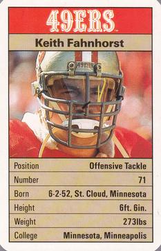 1987 Ace Fact Pack San Francisco 49ers #NNO Keith Fahnhorst Front