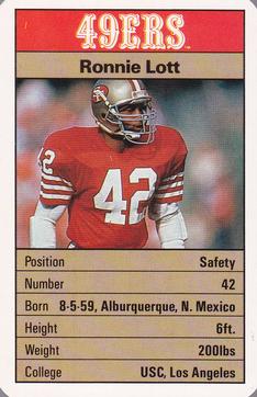 1987 Ace Fact Pack San Francisco 49ers #NNO Ronnie Lott Front
