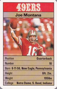 1987 Ace Fact Pack San Francisco 49ers #NNO Joe Montana Front